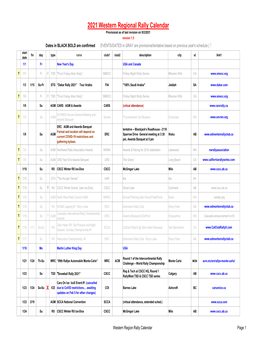 2021 Western Regional Rally Calendar