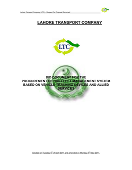 Lahore Transport Company (LTC) – Request for Proposal Document