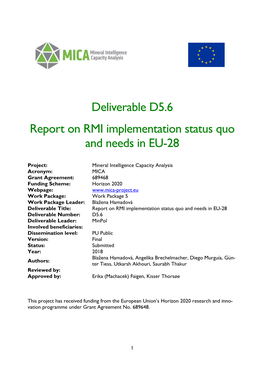 D5.6 RMI Implementation Status Quo and Needs in EU-28