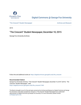 "The Crescent" Student Newspaper, December 10, 2015