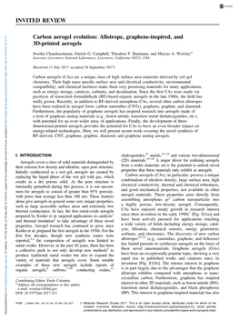 INVITED REVIEW Carbon Aerogel Evolution: Allotrope, Graphene-Inspired, and 3D-Printed Aerogels