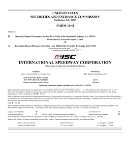 INTERNATIONAL SPEEDWAY CORPORATION (Exact Name of Registrant As Specified in Its Charter) ______
