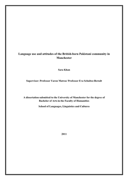 Language Use and Attitudes of the British-Born Pakistani Community in Manchester