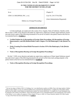 Case 20-11719-CSS Doc 55 Filed 07/20/20 Page 1 of 112