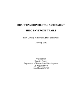 Draft Environmental Assessment Hilo Bayfront Trails