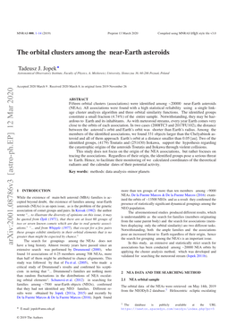 The Orbital Clusters Among the Near Earth Asteroids