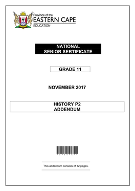 National Senior Sertificate Grade 11 November 2017 History P2 Addendum