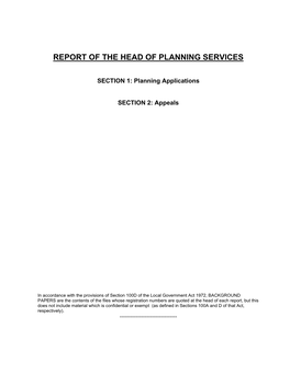 Report of the Head of Planning Services