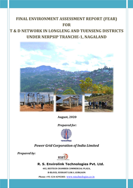 Final Environment Assessment Report (Fear) for T & D Network in Longleng and Tuenseng Districts Under Nerpsip Tranche-1, Nagaland
