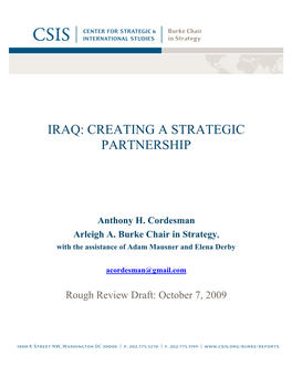 Iraq: Creating a Strategic Partnership