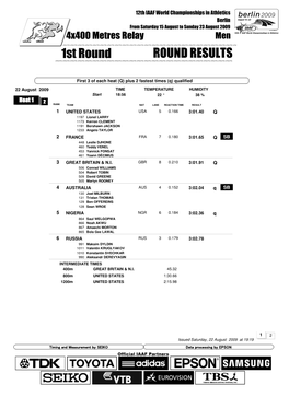 1St Round ROUND RESULTS