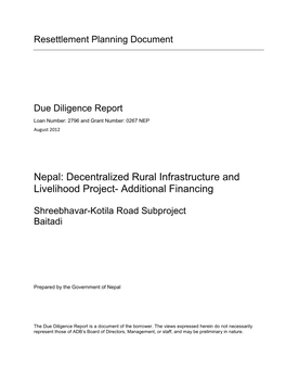 Decentralized Rural Infrastructure and Livelihood Project- Additional Financing