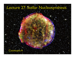 Lecture 27: Stellar Nucleosynthesis