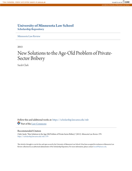 New Solutions to the Age-Old Problem of Private-Sector Bribery" (2013)