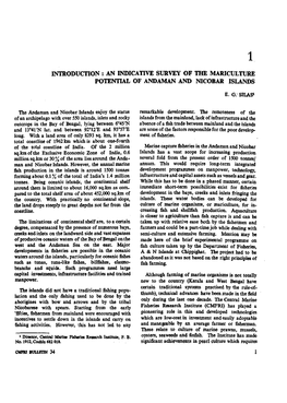 An Indicative Survey of the Mariculture Potential of Andaman and Nicobar Islands