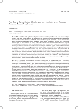 First Data on the Exploitation of Hyaline Quartz Crystals in the Upper Romanche (Isère and Hautes Alpes, France)