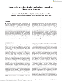 Memory Repression: Brain Mechanisms Underlying Dissociative Amnesia