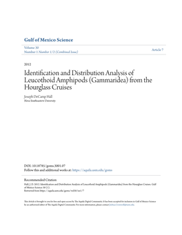 Identification and Distribution Analysis of Leucothoid Amphipods (Gammaridea) from the Hourglass Cruises Joseph Decamp Hall Nova Southeastern University