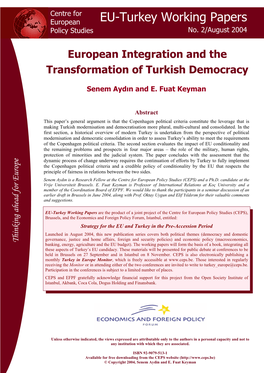 EU-Turkey Working Papers Policy Studies No