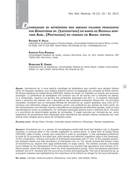 Rev. Biol. Neotrop. 10 (2): 25 - 32