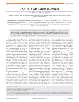 The PVT1-MYC Duet in Cancer