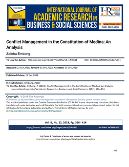 Conflict Management in the Constitution of Medina: an Analysis