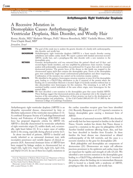 A Recessive Mutation in Desmoplakin Causes Arrhythmogenic Right