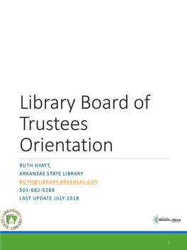 Library Board of Trustees Orientation