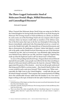 The Three-Legged Antisemitic Stool of Holocaust Denial: Illogic, Wilful Distortions, and Camouflaged Discourse1