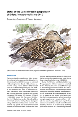 Status of the Danish Breeding Population of Eiders Somateria Mollissima 2010