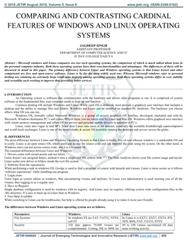 Comparing and Contrasting Cardinal Features of Windows and Linux Operating Systems