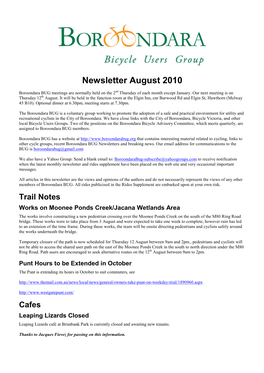 Newsletter August 2010