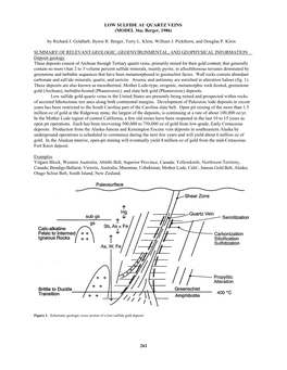 LOW SULFIDE AU QUARTZ VEINS (MODEL 36A; Berger, 1986)