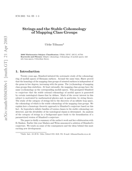 Strings and the Stable Cohomology of Mapping Class Groups 449 3