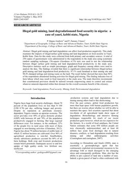 Illegal Gold Mining, Land Degradationand Food Security in Nigeria: a Case of Yauri, Kebbi State, Nigeria