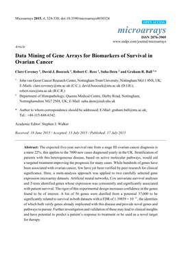 Data Mining of Gene Arrays for Biomarkers of Survival in Ovarian Cancer