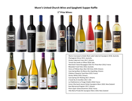 Munn's United Church Wine and Spaghetti Supper Raffle