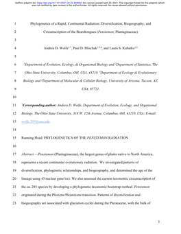 Phylogenetics of a Rapid, Continental Radiation: Diversification, Biogeography, And