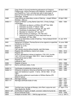 8487 Copy Order in Council Transferring Advowsons of Cotgrave