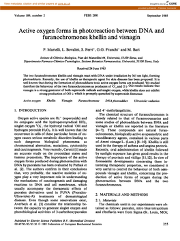 Active Oxygen Forms in Photoreaction Between DNA and Furanochromones Khellin and Visnagin