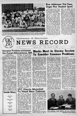 University of Cincinnati News Record. Friday, November 22, 1968. Vol