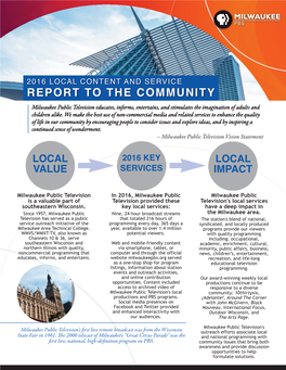 2016 Local Content and Service Report to the Community