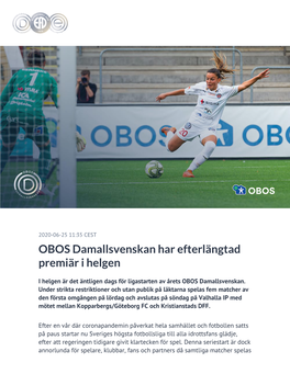 OBOS Damallsvenskan Har Efterlängtad Premiär I Helgen