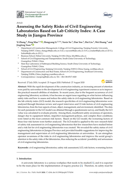 Assessing the Safety Risks of Civil Engineering Laboratories Based on Lab Criticity Index: a Case Study in Jiangsu Province