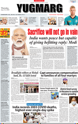 India Wants Peace but Capable of Giving Befitting Reply: Modi