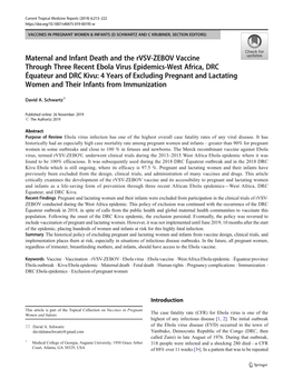 Maternal and Infant Death and the Rvsv-ZEBOV Vaccine Through