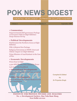 Pok News Digest a Monthly News Digest on Pakistan Occupied Kashmir