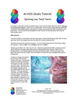 This Tutorial Will Explain What a Balanced Plied Yarn Is, and H