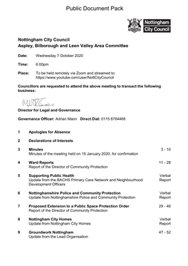 (Public Pack)Agenda Document for Aspley, Bilborough and Leen Valley