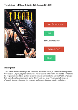 Togari, Tome 1 : L'epee De Justice Telecharger, Lire